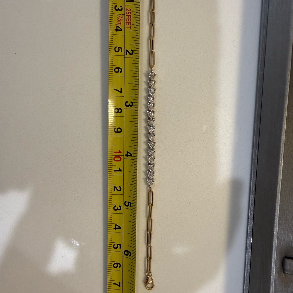Diamond and paperclip tennis bracelet - Picture 14 of 14
